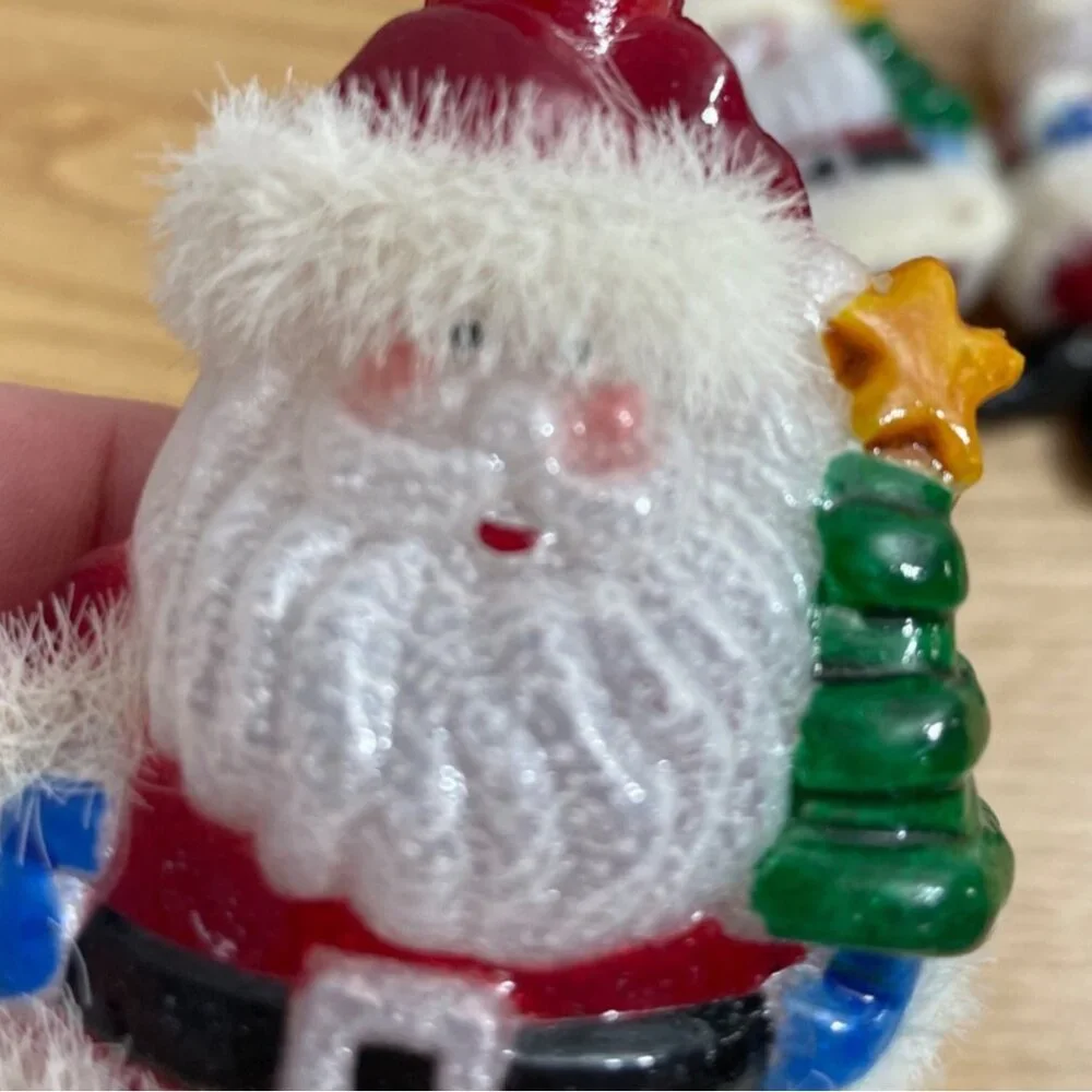Vtg Blow Mold Plastic Santa String Light Covers Set10 Christmas Tree Dangle Legs